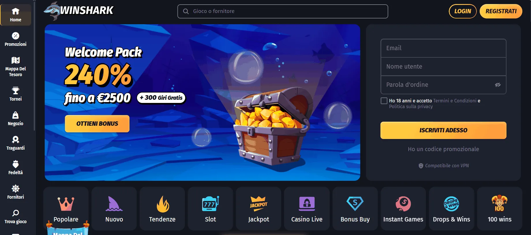 Pagina iniziale Winshark Casino